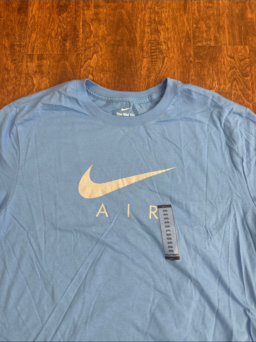Nike Air Light Blue Crewneck T-Shirt with White Swoosh Size XXL - Picture 3 of 11